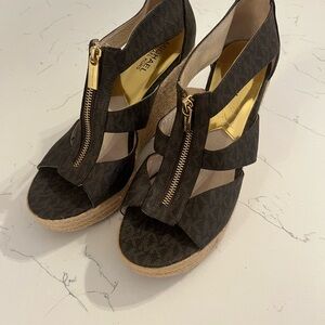 Michael Kors Dark Brown Wedge Sandals